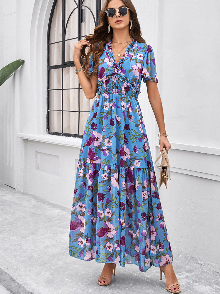 Temperament Leisure Printed Waist-controlled Dress