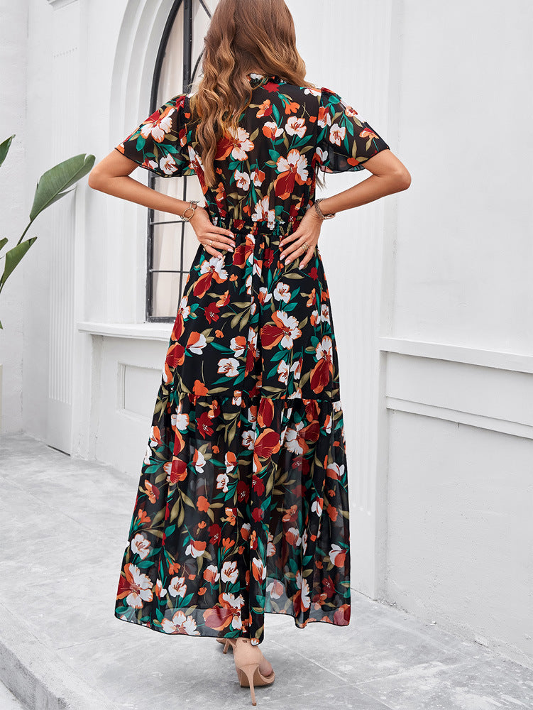 Temperament Leisure Printed Waist-controlled Dress