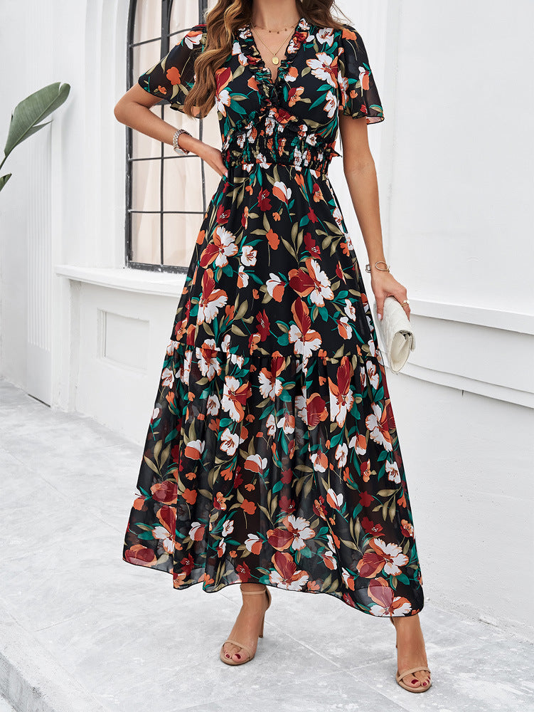 Temperament Leisure Printed Waist-controlled Dress