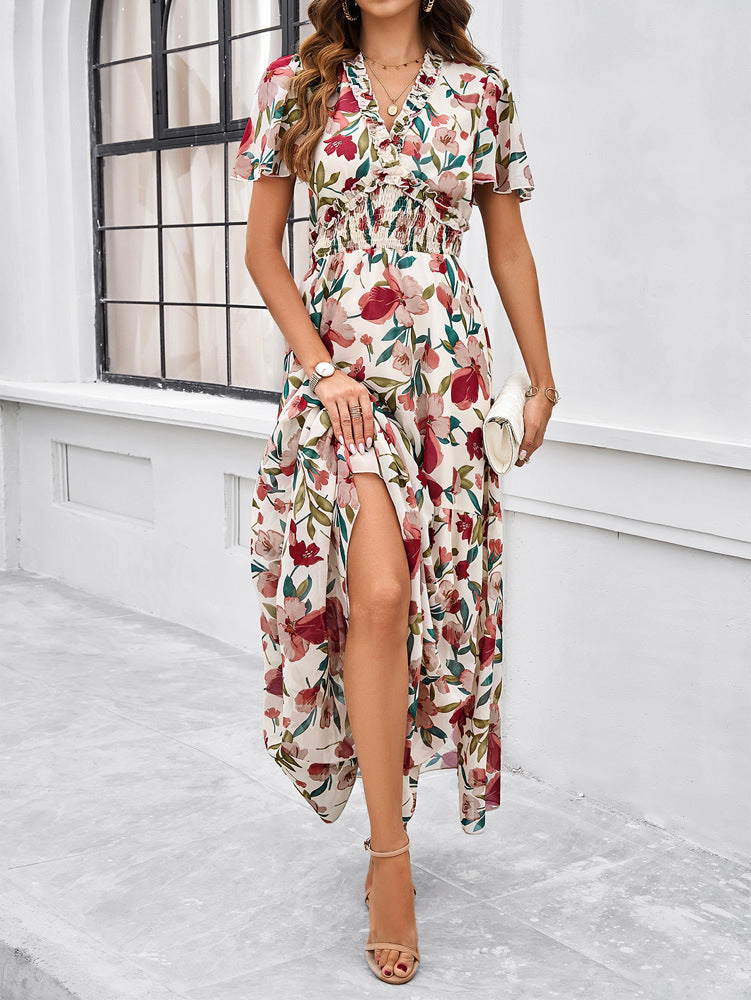 Temperament Leisure Printed Waist-controlled Dress