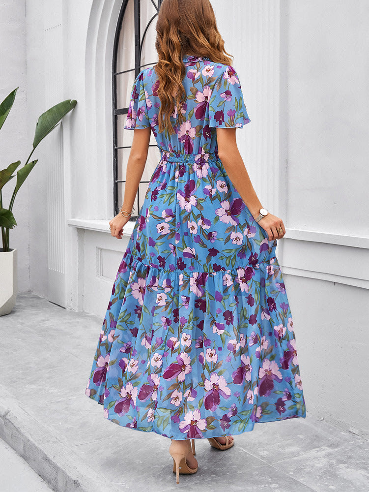 Temperament Leisure Printed Waist-controlled Dress