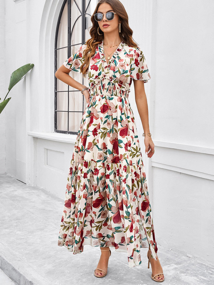 Temperament Leisure Printed Waist-controlled Dress