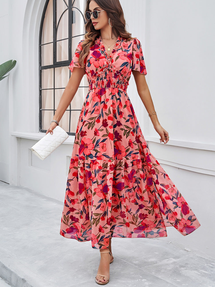 Temperament Leisure Printed Waist-controlled Dress