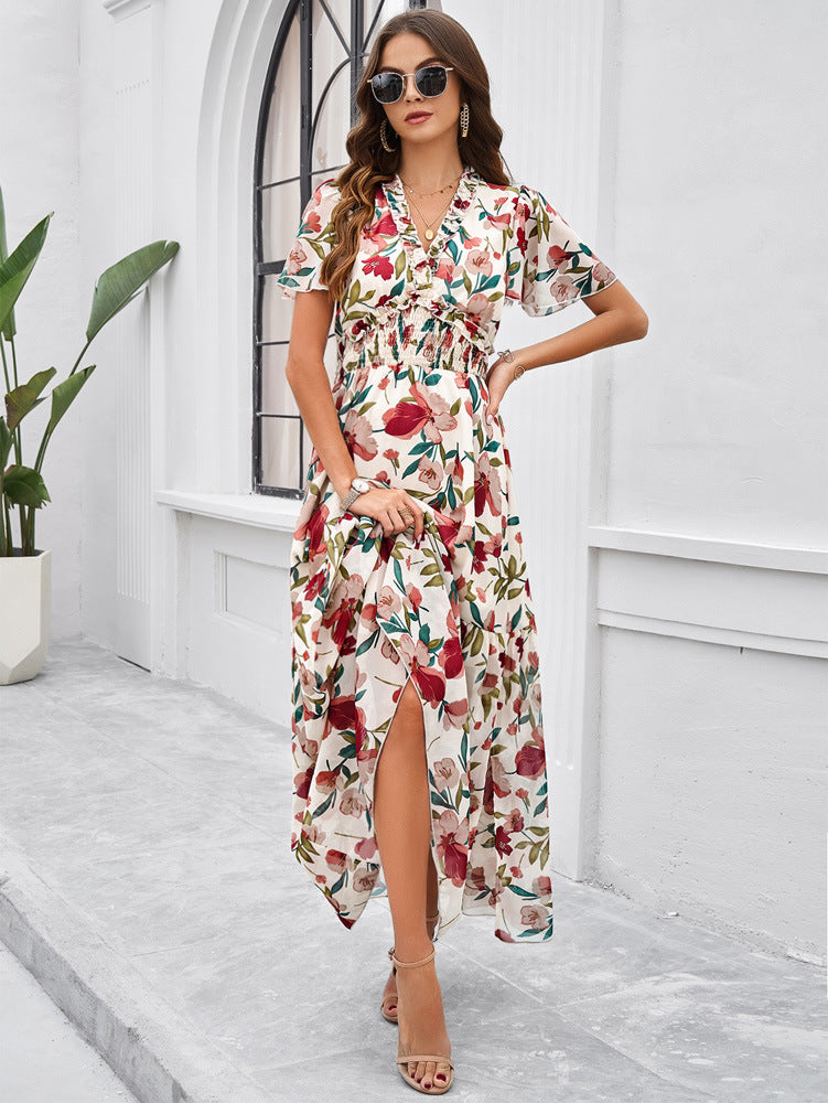 Temperament Leisure Printed Waist-controlled Dress