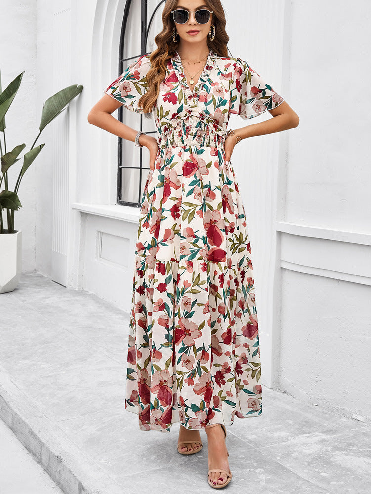 Temperament Leisure Printed Waist-controlled Dress