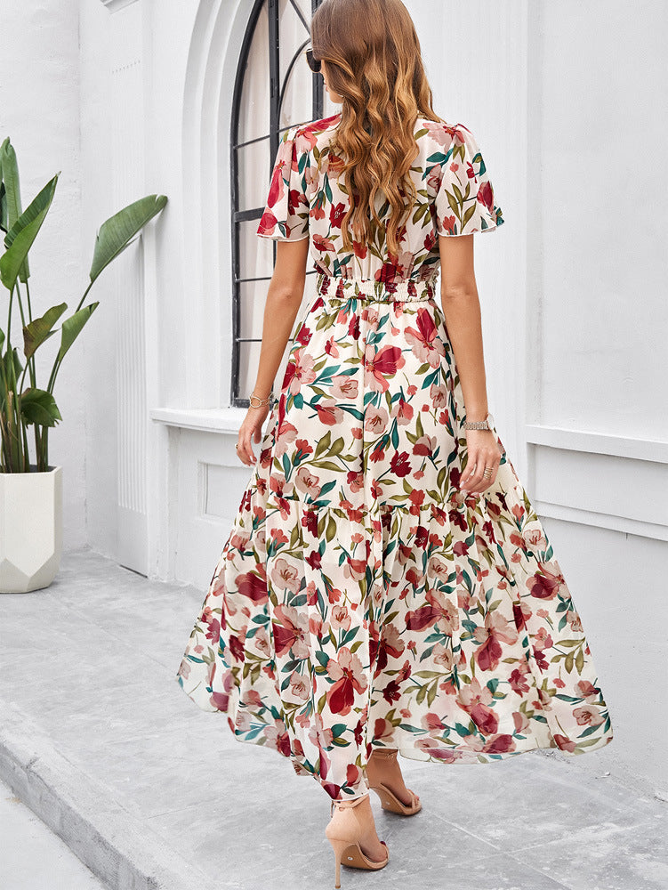 Temperament Leisure Printed Waist-controlled Dress