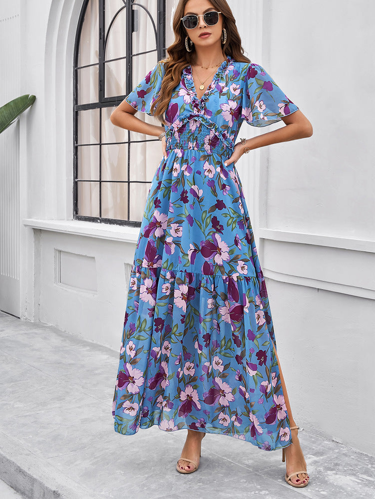 Temperament Leisure Printed Waist-controlled Dress