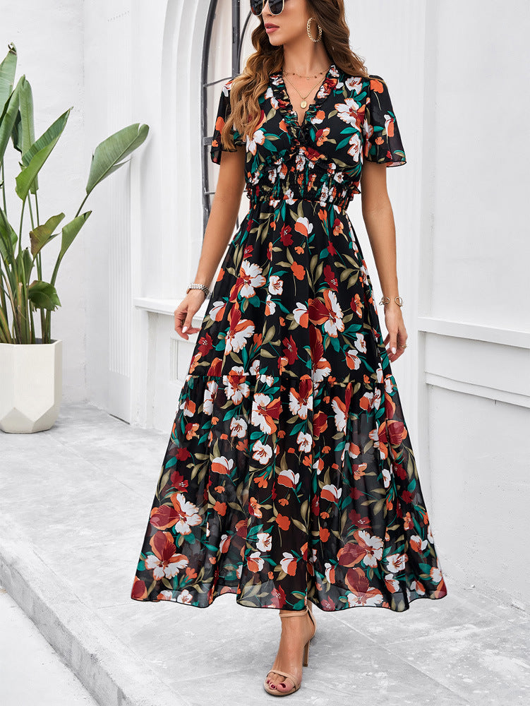 Temperament Leisure Printed Waist-controlled Dress