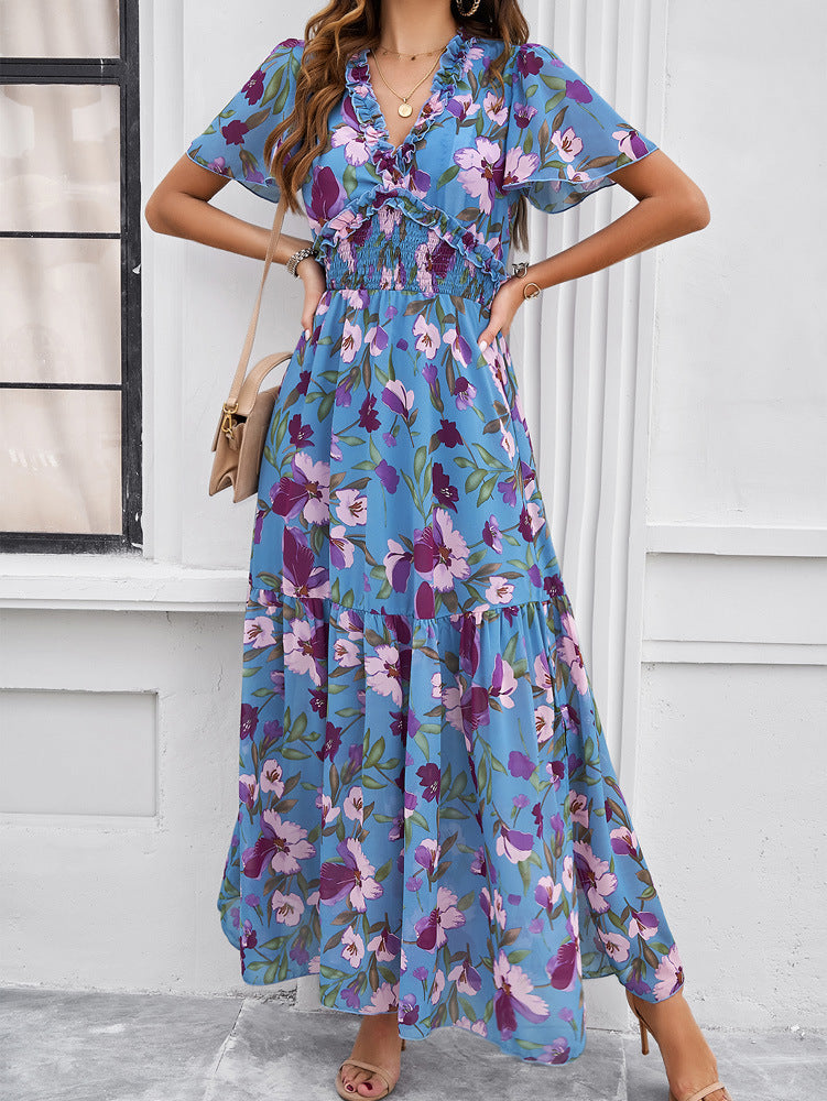 Temperament Leisure Printed Waist-controlled Dress