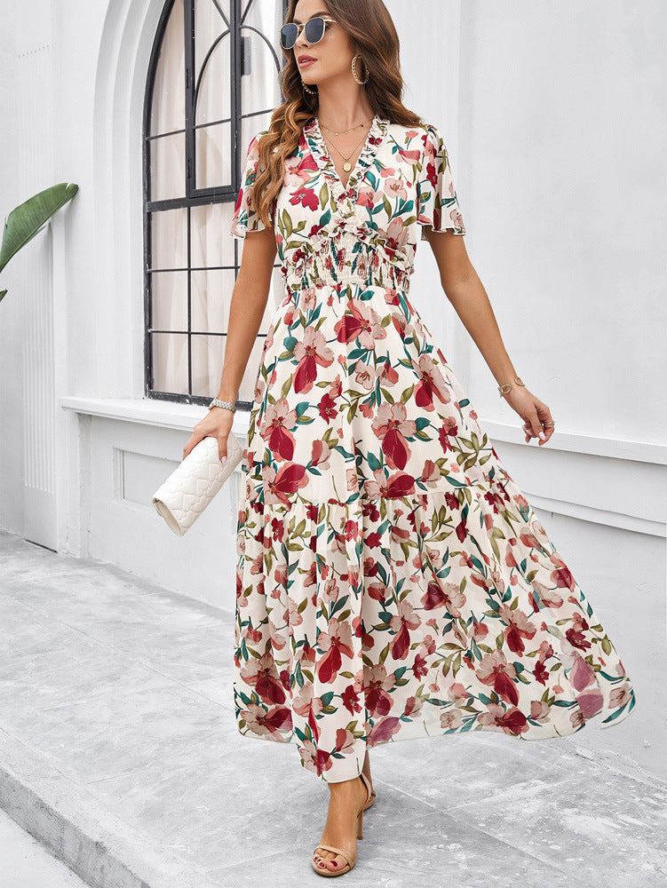 Temperament Leisure Printed Waist-controlled Dress