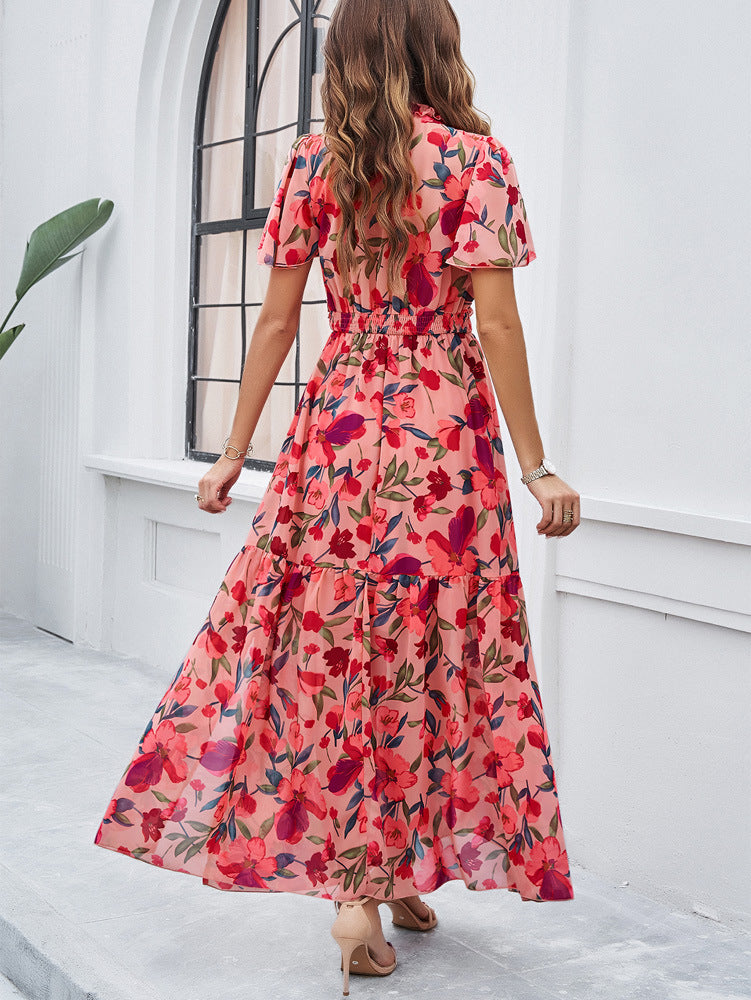 Temperament Leisure Printed Waist-controlled Dress