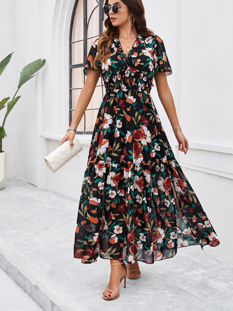 Temperament Leisure Printed Waist-controlled Dress