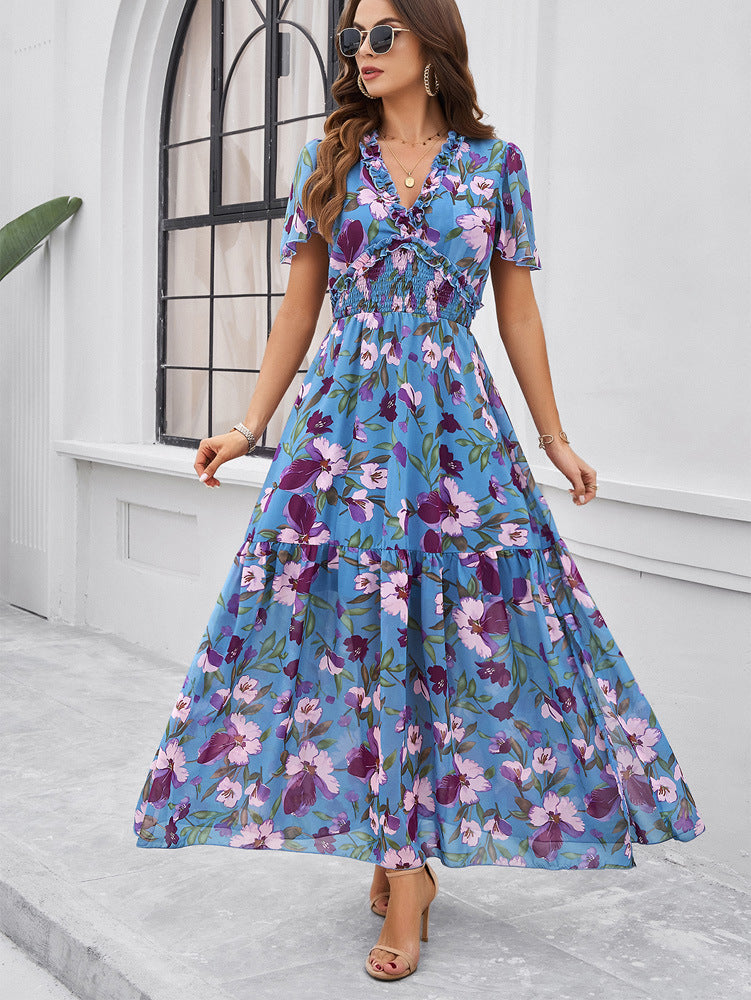 Temperament Leisure Printed Waist-controlled Dress