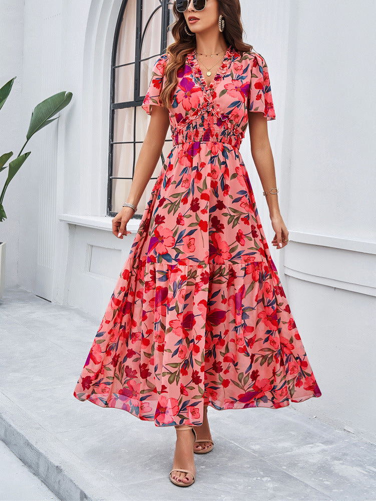 Temperament Leisure Printed Waist-controlled Dress