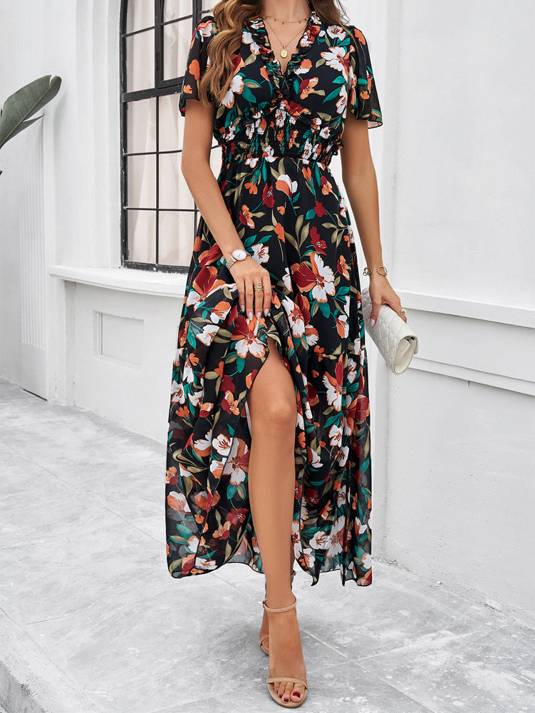 Temperament Leisure Printed Waist-controlled Dress