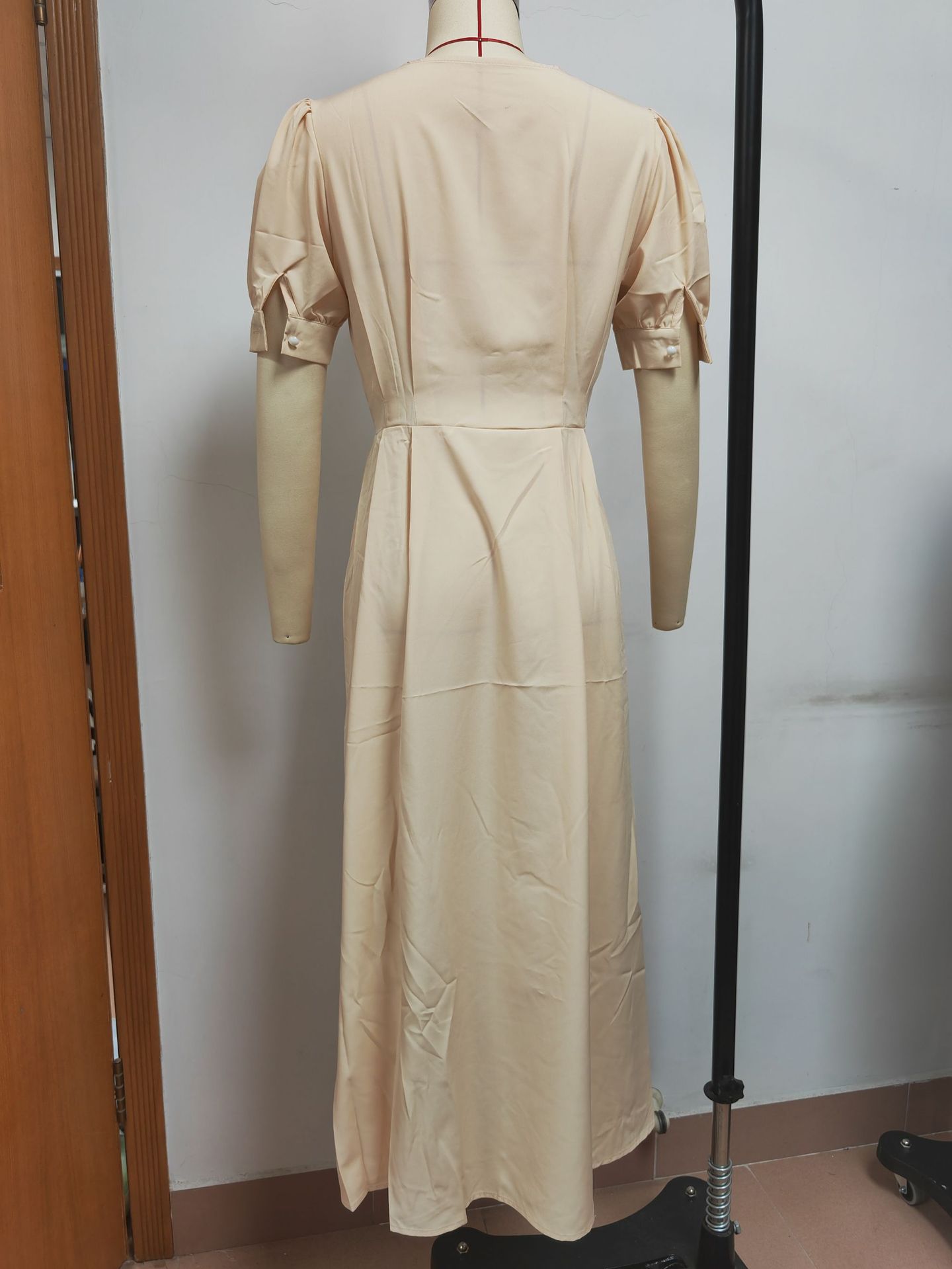 Elegant Slim High Waist Cardigan Button Mid-length Dress