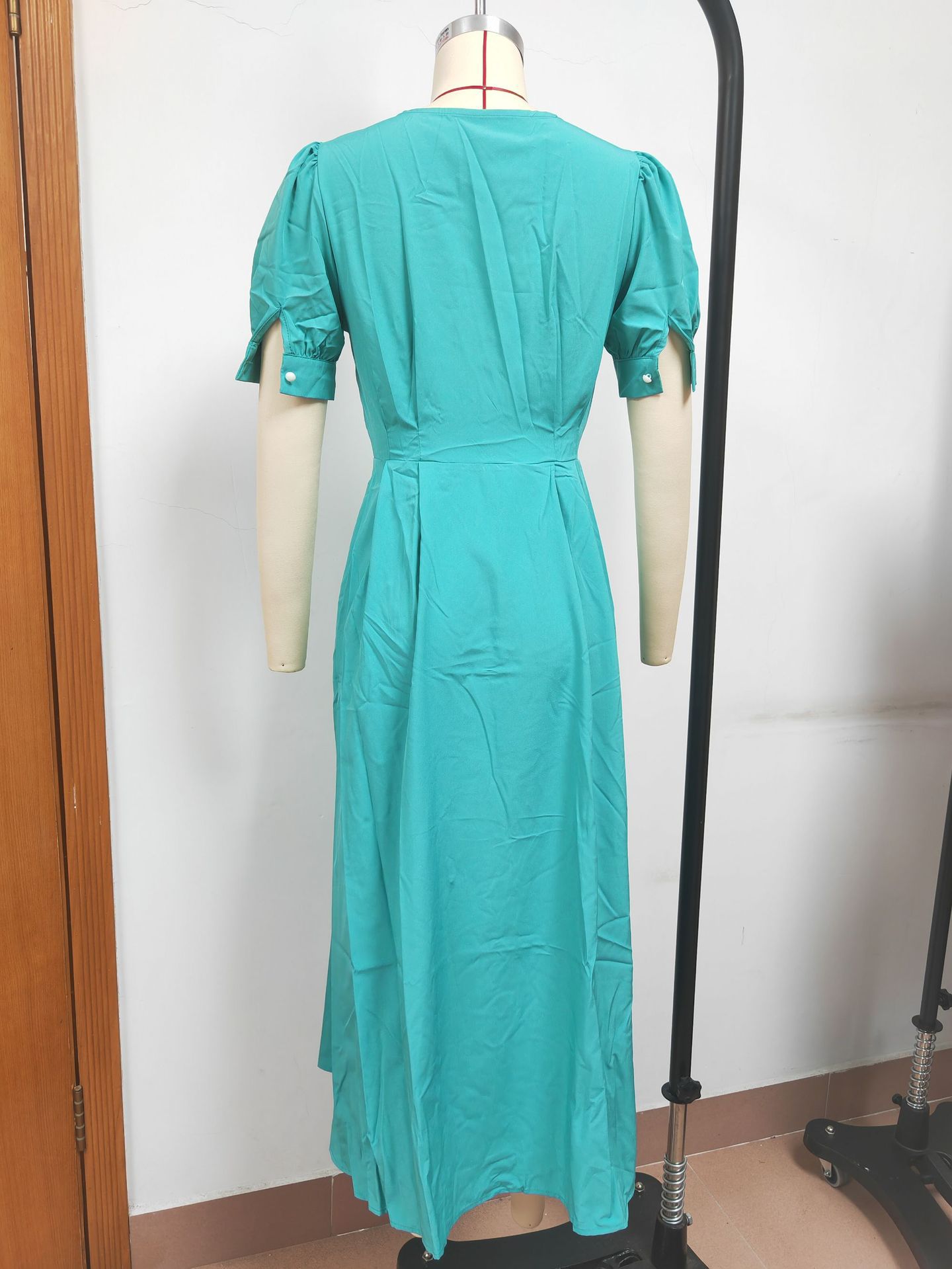 Elegant Slim High Waist Cardigan Button Mid-length Dress