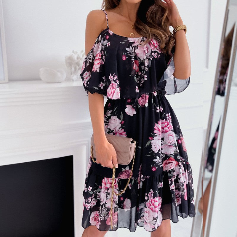 Chiffon Off-shoulder Dress