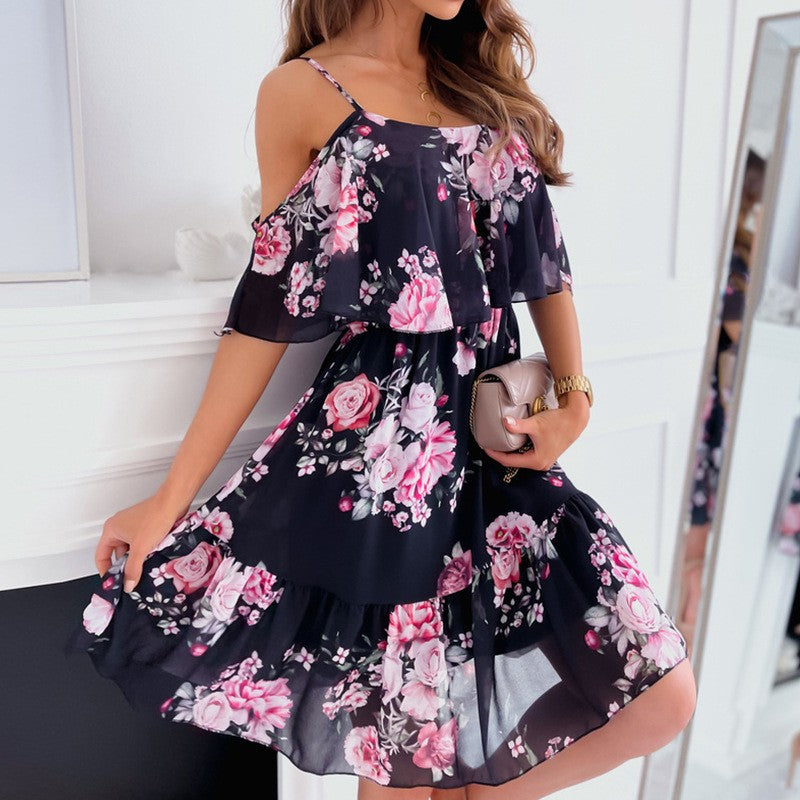 Chiffon Off-shoulder Dress