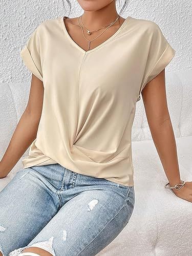 Casual Fashionable T-shirt Irregular Knot Top For Women
