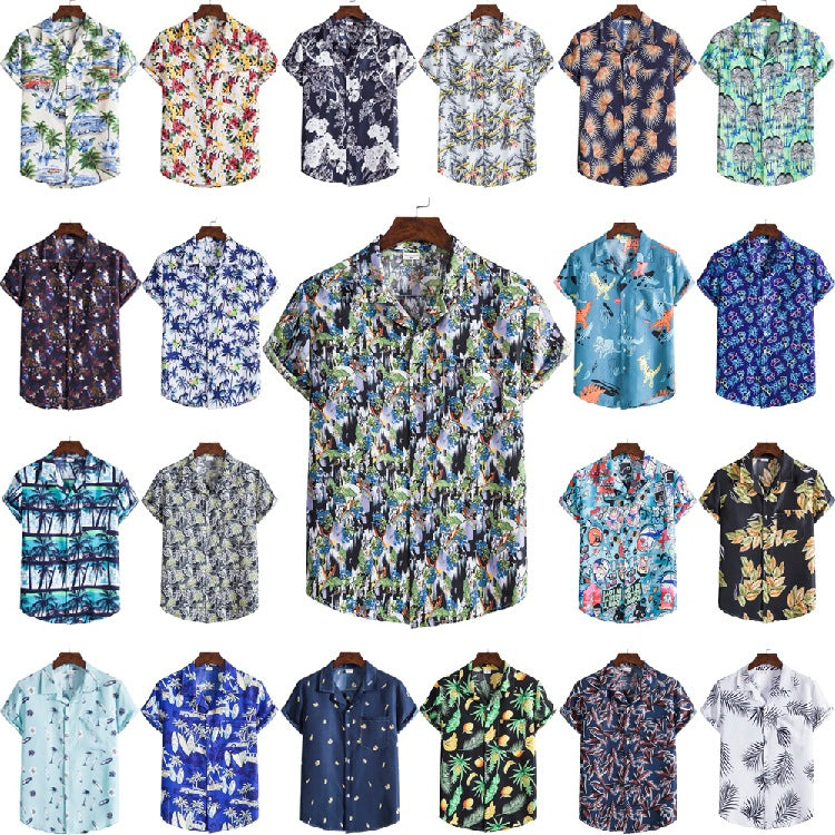 Casual Men's Hawaiian Beach Style shirt with Collar - Short Sleeve