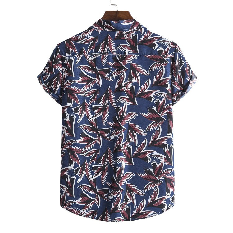 Casual Men's Hawaiian Beach Style shirt with Collar - Short Sleeve