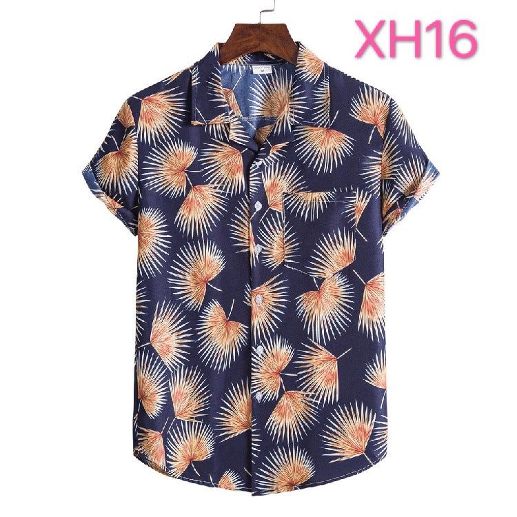 Casual Men's Hawaiian Beach Style shirt with Collar - Short Sleeve