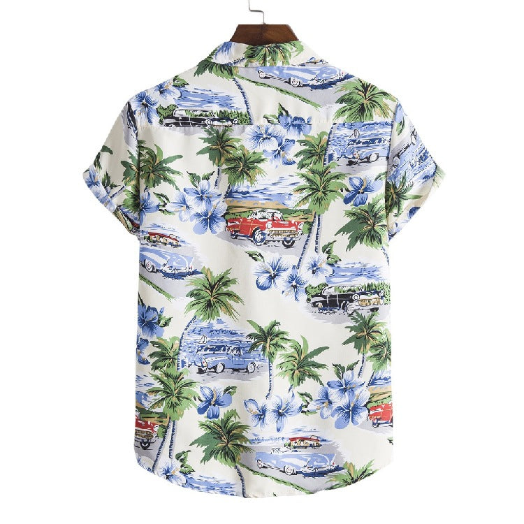 Casual Men's Hawaiian Beach Style shirt with Collar - Short Sleeve