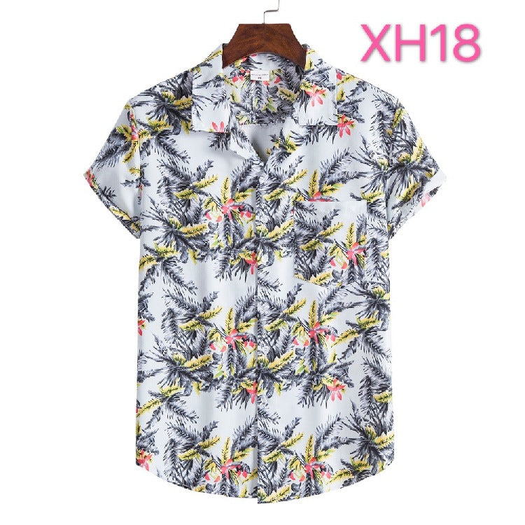 Casual Men's Hawaiian Beach Style shirt with Collar - Short Sleeve