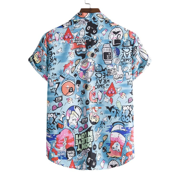 Casual Men's Hawaiian Beach Style shirt with Collar - Short Sleeve