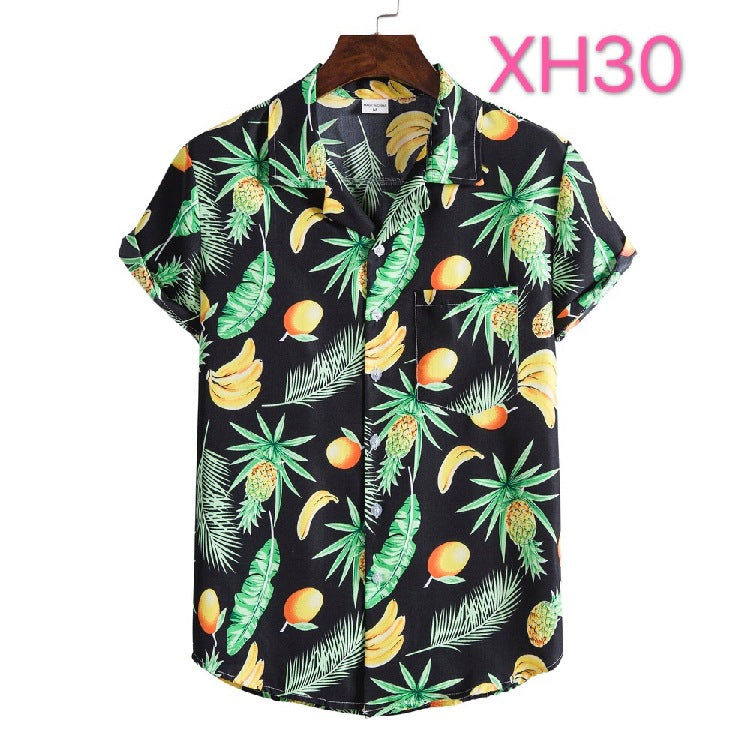 Casual Men's Hawaiian Beach Style shirt with Collar - Short Sleeve