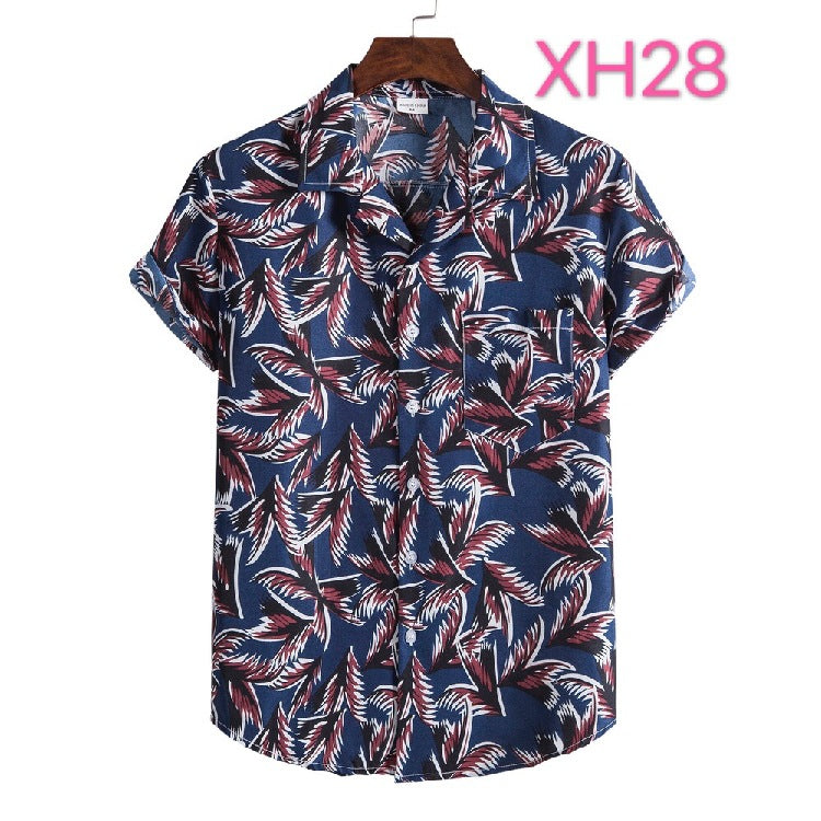 Casual Men's Hawaiian Beach Style shirt with Collar - Short Sleeve