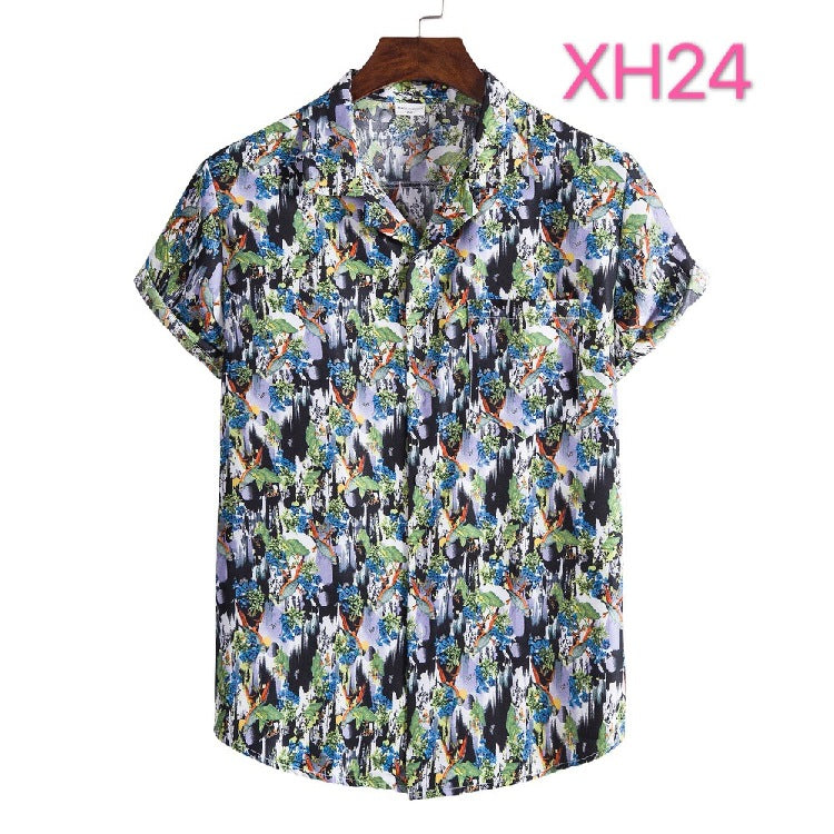 Casual Men's Hawaiian Beach Style shirt with Collar - Short Sleeve