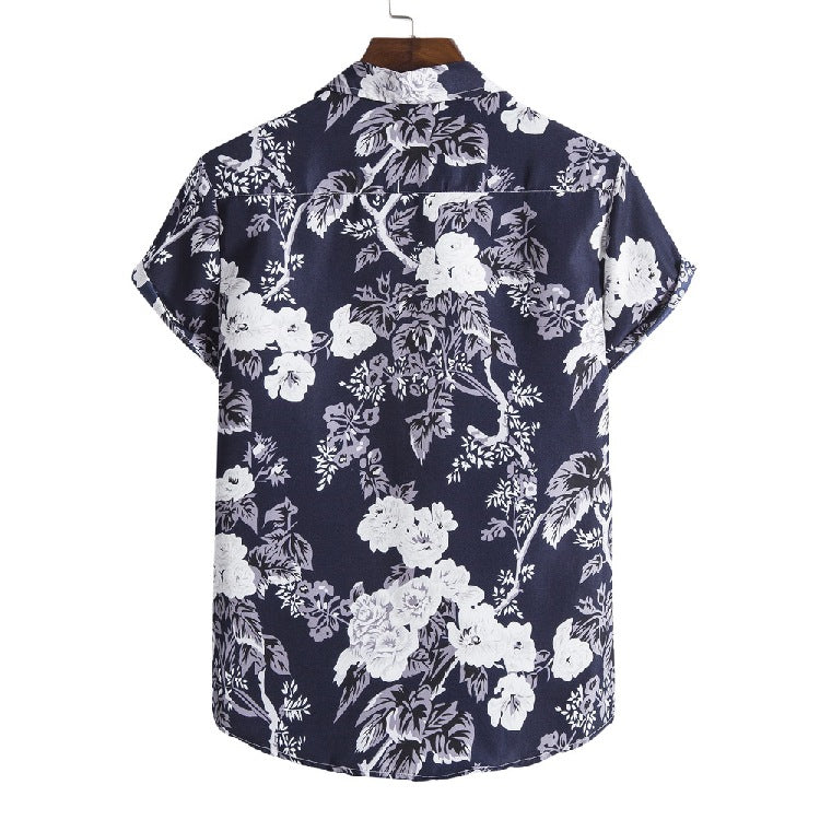 Casual Men's Hawaiian Beach Style shirt with Collar - Short Sleeve