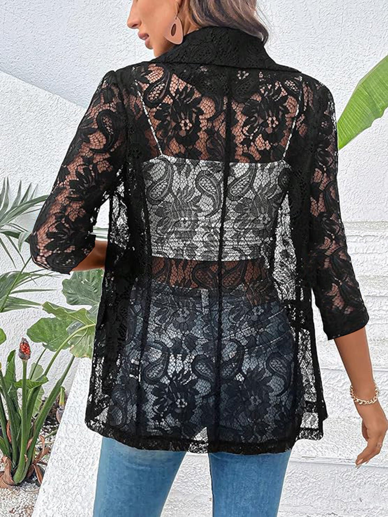 Women's Lace Stitching 34 Sleeve Suit Coat