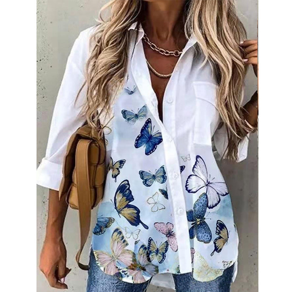 Women's Digital Printing Long Sleeve Shirt Top