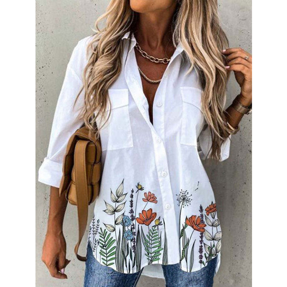 Women's Digital Printing Long Sleeve Shirt Top