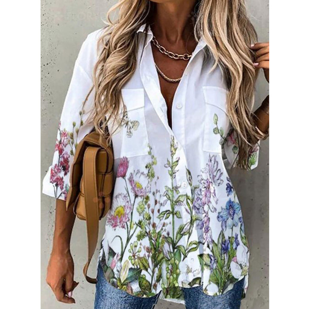 Women's Digital Printing Long Sleeve Shirt Top