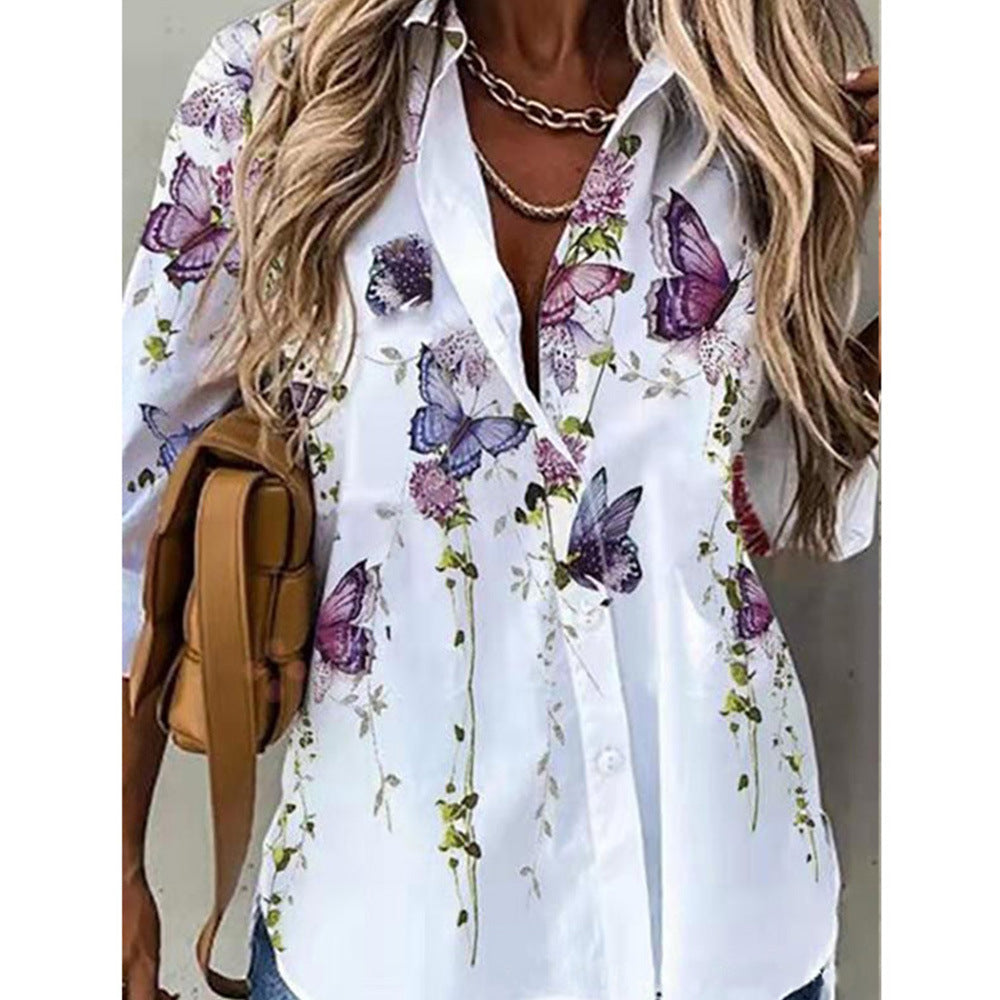 Women's Digital Printing Long Sleeve Shirt Top