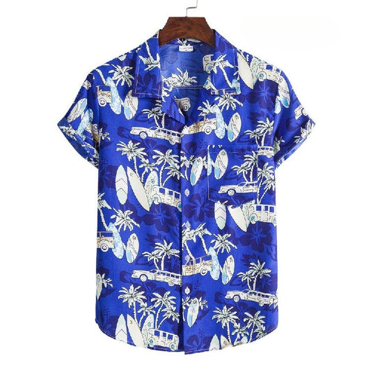 Casual Men's Hawaiian Beach Style shirt with Collar - Short Sleeve